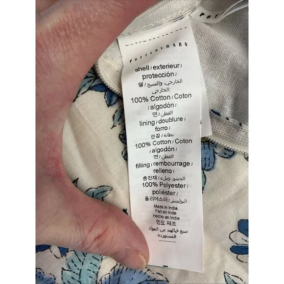 Pottery Barn Regan Handcrafted Reversible King Blue Sham (1) NWOT - Picture 3 of 5